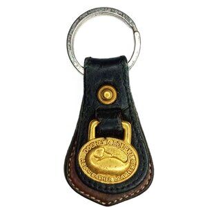 Vintage Dooney & Bourke Black and British Tan AWL Leather Key Fob